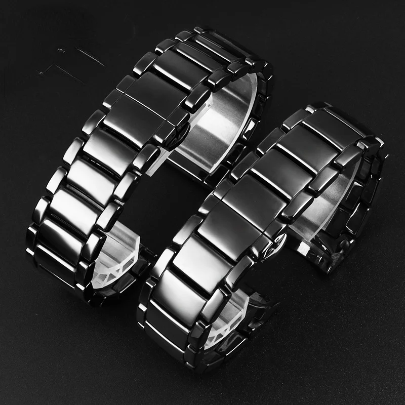 Ceramic Watch Band for Armani AR 1410 1400 1440 1411 1421 1451 1452 Comfortable Wear Watch Strap Accessories 0mm Wristband