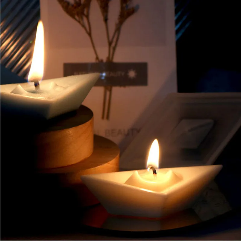 Prayer Ship Silicone Mold 3D Paper Boat Soap Scented Candle Mold Home Decor Craft DIY Cake Decorating Tool