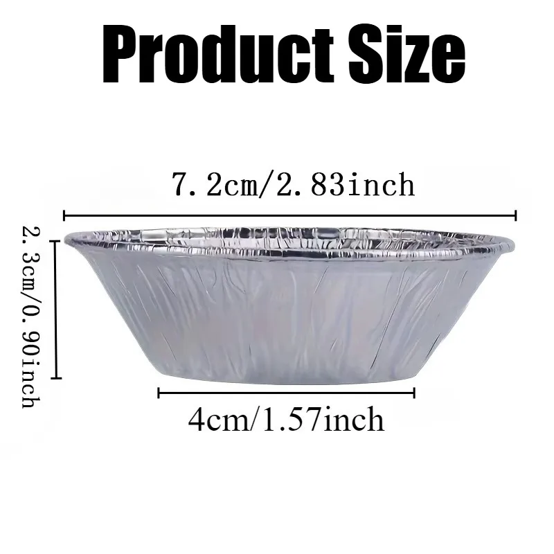 50/100/200PCS Silver Tin Foil Egg Tart Tray Cookie Pudding Egg Tart Tray Family Party Wedding Banquet Round Shell Baking Tool