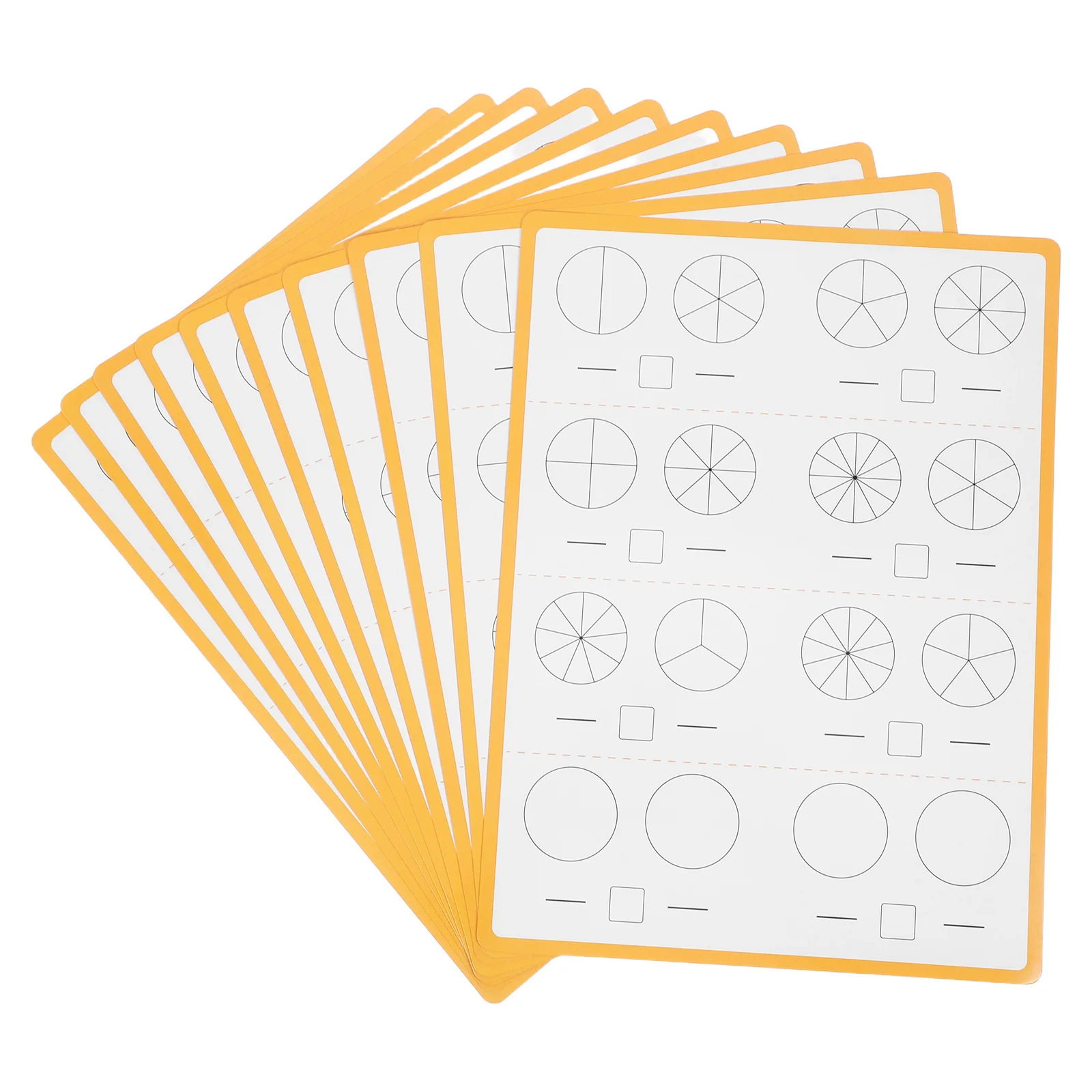 

10Pcs Fraction Manipulative Sheets Math Learning Supplies for Elementary School Children Reusable Dry Erase Practice