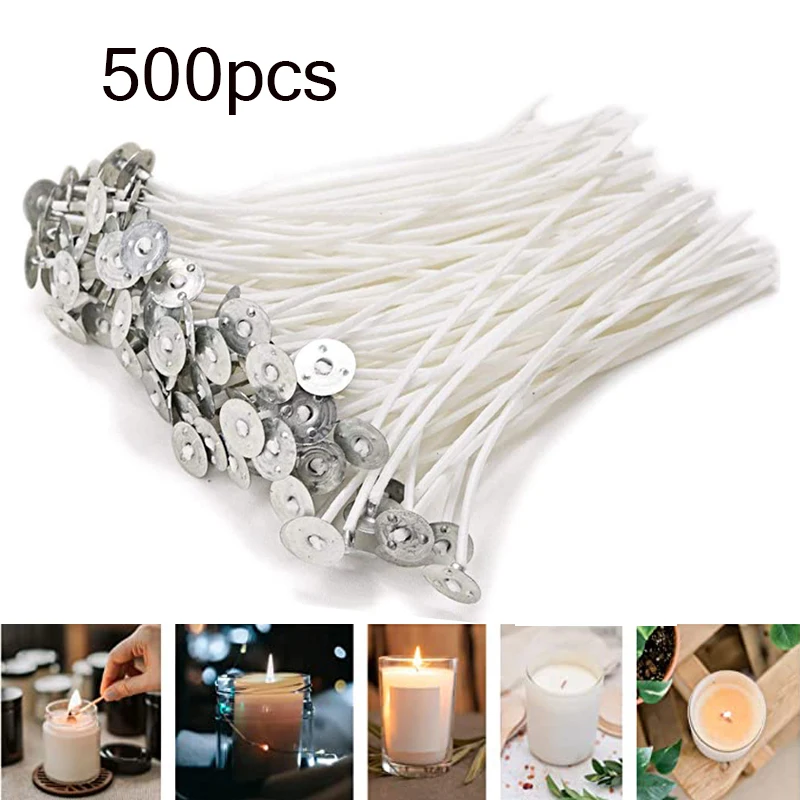 

500pcs 2.6-20cm Candle Wicks Smokeless Wax Pure Cotton Core For DIY Candle Making Pre-Waxed Wicks Party Supplies