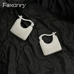 Foxanry prevenire l'allergia orecchini alla moda Color argento per le donne coppie coreano carino semplice Scrub geometrico gioielli da festa fatti a mano