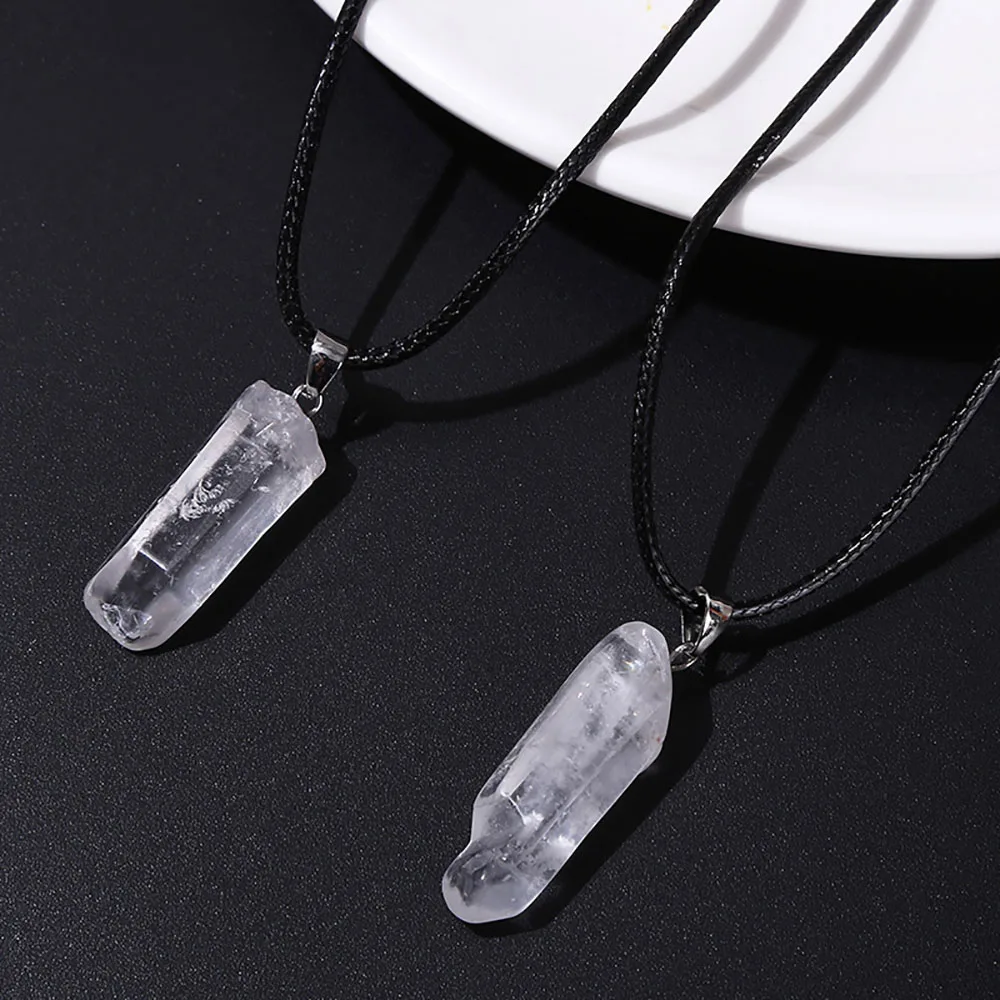 Natural Irregular White Crystal Clear Quartz Point Pendant Polished Chakra Crystals Yoga Transparent Stone 1Pc 2-4cm Random