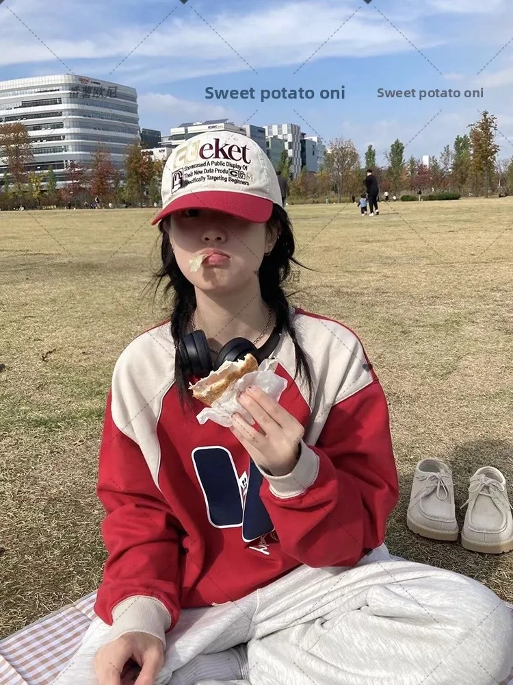 レトロアメリカンベースボールキャップ-レディース-ソフトトップ-ダックビルハット-小顔効果-大きな周囲径-すべての顔の形に適しています