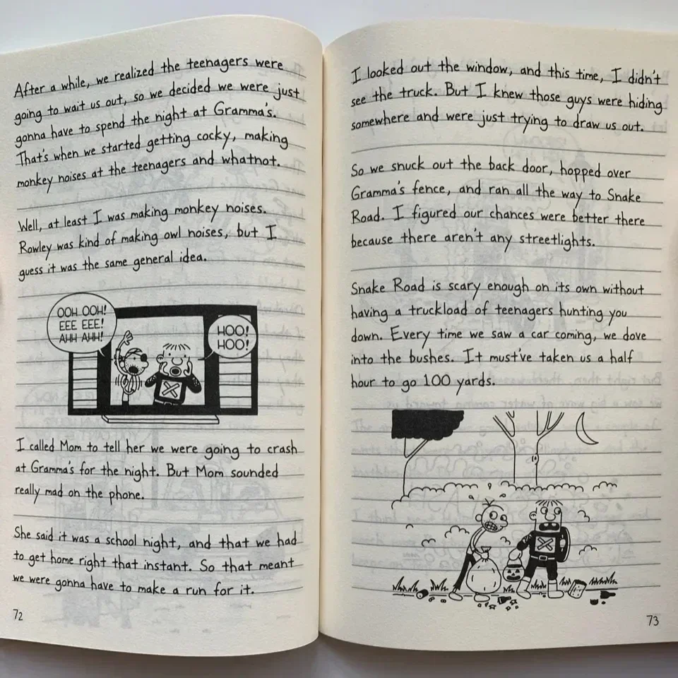 สมุดไดอารี่หนังสือภาษาอังกฤษสำหรับเด็กแนววิมปี้8เล่มครึ่งชุดสมุดนิยายสำหรับเด็กในกล่อง