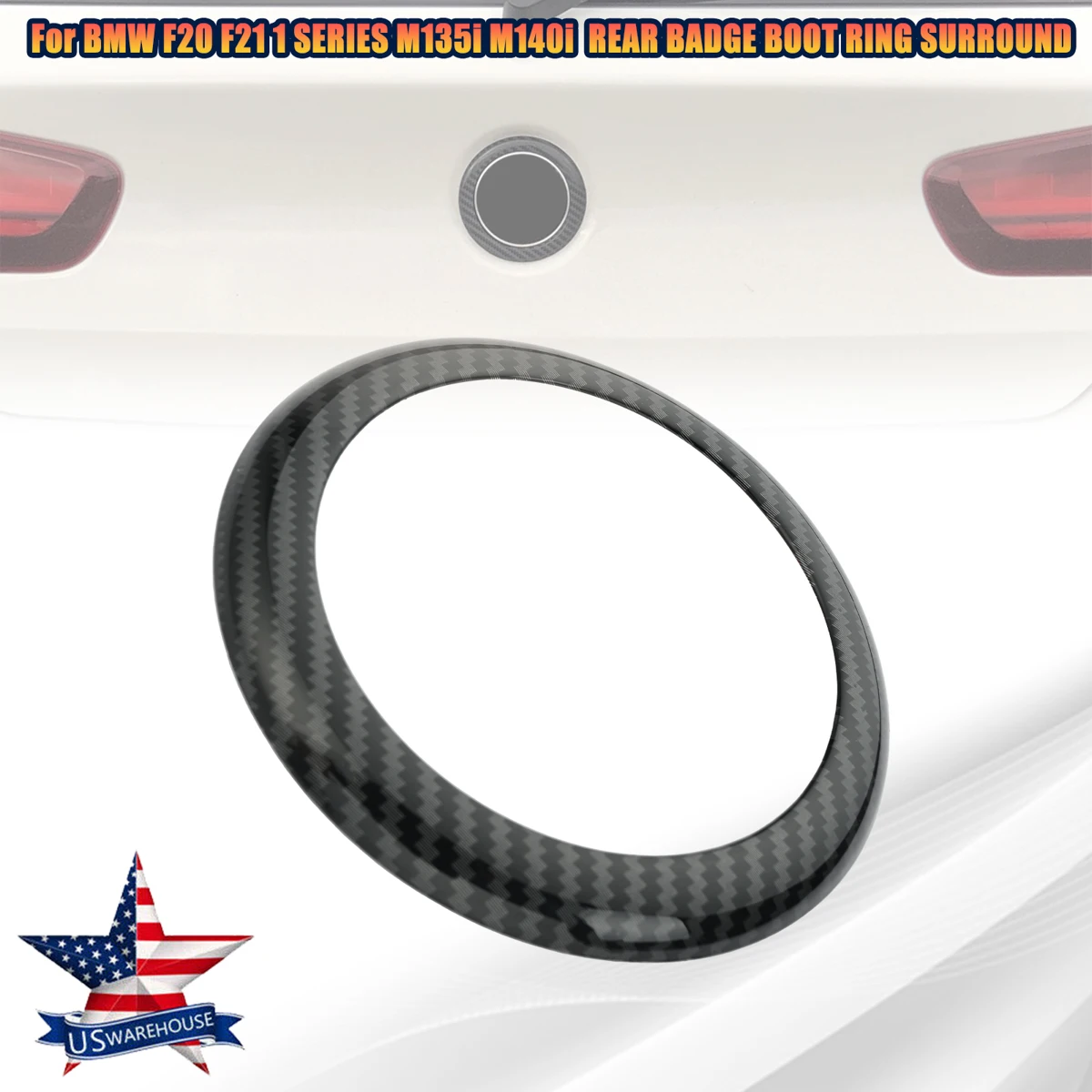 

Car Emblem Cap Logo Rear Boot Badge Ring Cover Decoration Lid For BMW 1 series F20 F21 M135i M140i 2011-2019 Carbon Style Auto