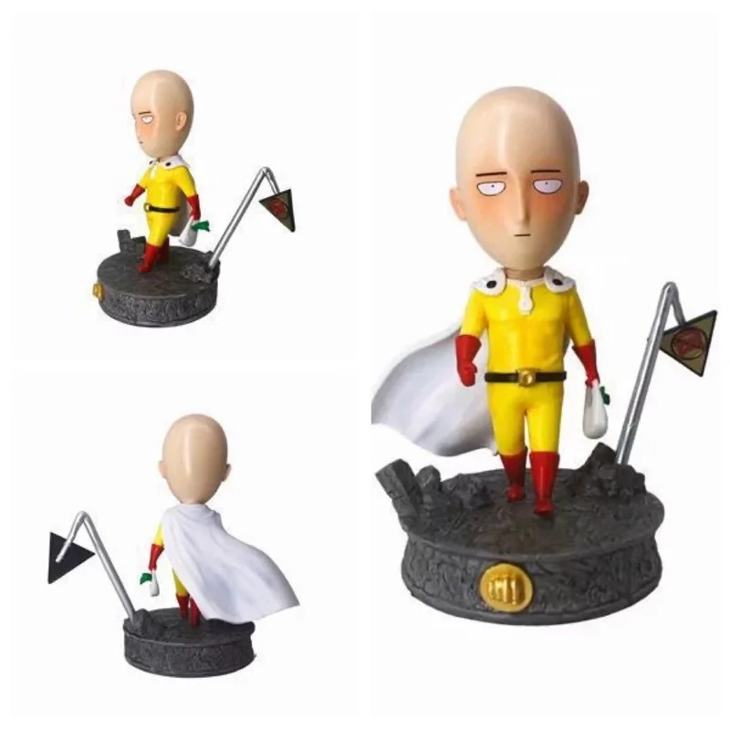 18cm One Punch Gk Qiyu Teacher Buy Vegetables Q Edition Bald Cloak Hero Statue Collection Model Handmade Ornament Gift