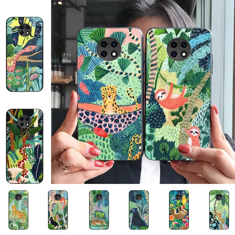 Jungle Art illustration Snake Cats Sloth Phone Case For Redmi 5 6 7 8 9 10 plus pro 6 7 8 9 A GO K20 K30 K40 pro plus F3 Fundas