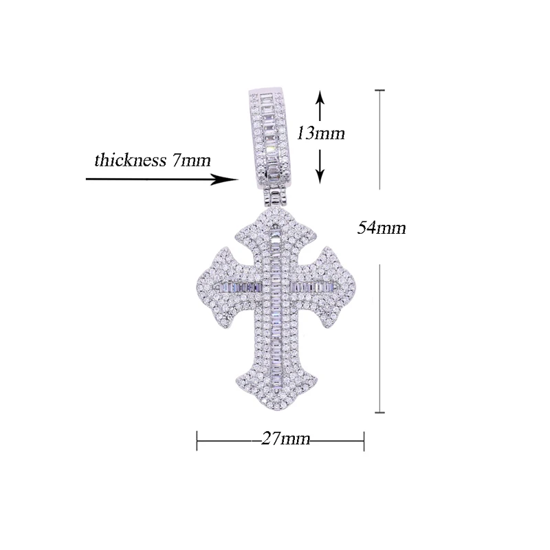 2025 New Arrive Bling Cz Luxury Full Paved Cubic Zirconia Iced Out Cross Pendant Necklaces for Men Hip Hop Rock Jewelry Gifts