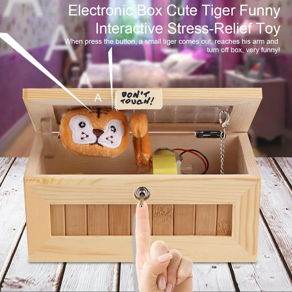 Wooden Box  Box  Decoration Wooden USB Electronic Box Cute  Funny Interactive Stress Relief  Gift Desk Decoration