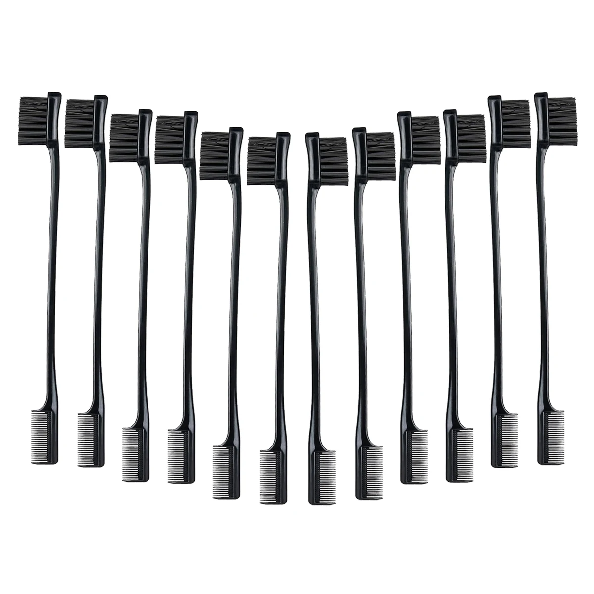 12pcs 2-in-1 Double-Sided Edge Control Brush Set, Edge Control Hair Brush, Beauty Eyebrow Brush Special for Real Hair Wigs