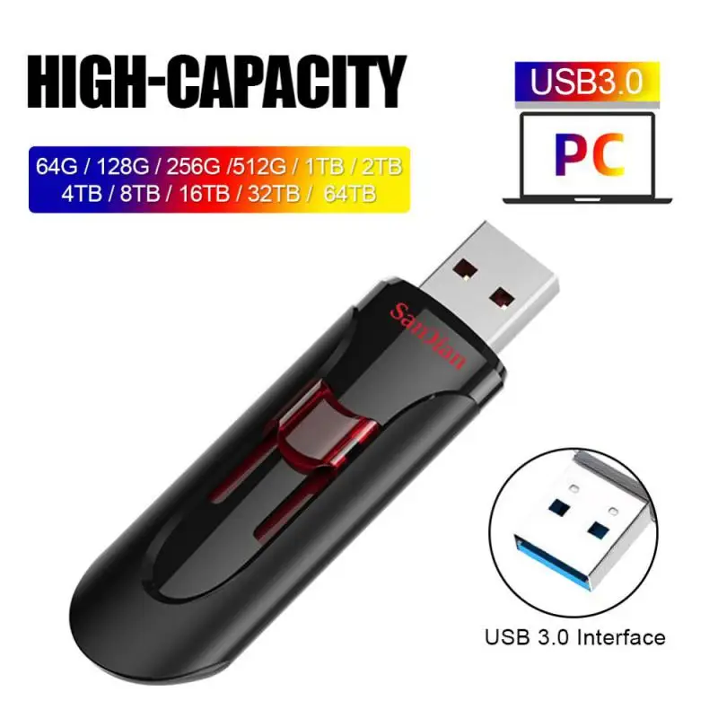 Sandian 64TB USB Flash Drive Metal High-Speed Pen Drive 32TB 16TB Waterproof Type-C Usb PenDrive For Computer Storage Devices