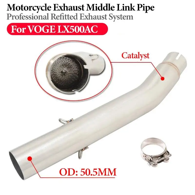 Slip On For VOGE LX500AC LX 500AC 500 AC Modify 51MM Motorcycle Exhaust Muffler Middle Link Pipe Escape Moto System Connection