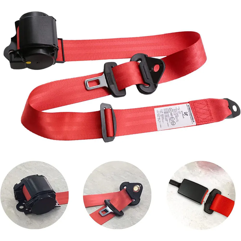 Universal 3 Point Automatic Seat Belt Retractable Lap Adjustable Seat Belt For Car Stopper Spacing Limit Buckle Clip Retainer