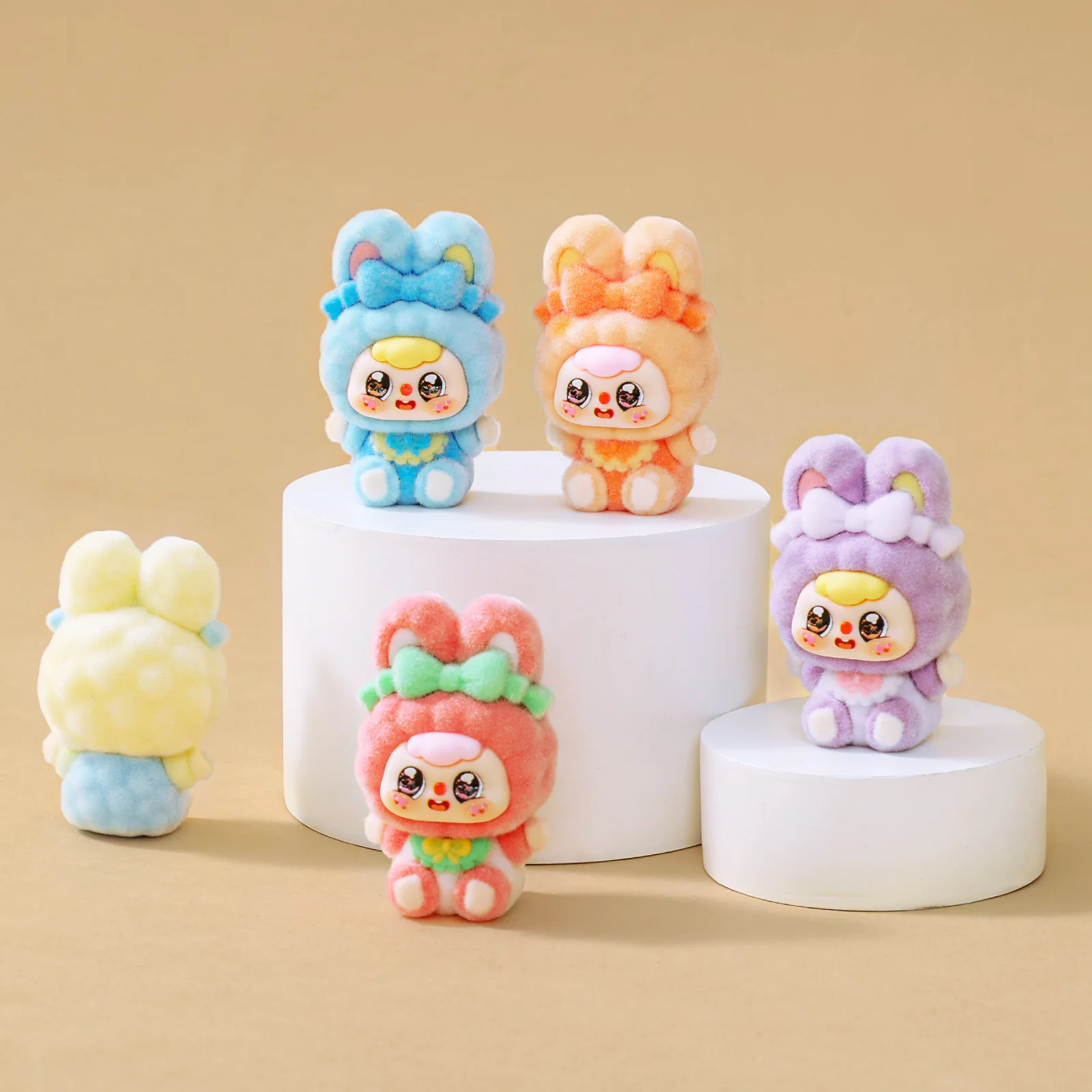 

9PCSCute bow-tie rabbit plush toy, small table decoration for the living room, tabletop item