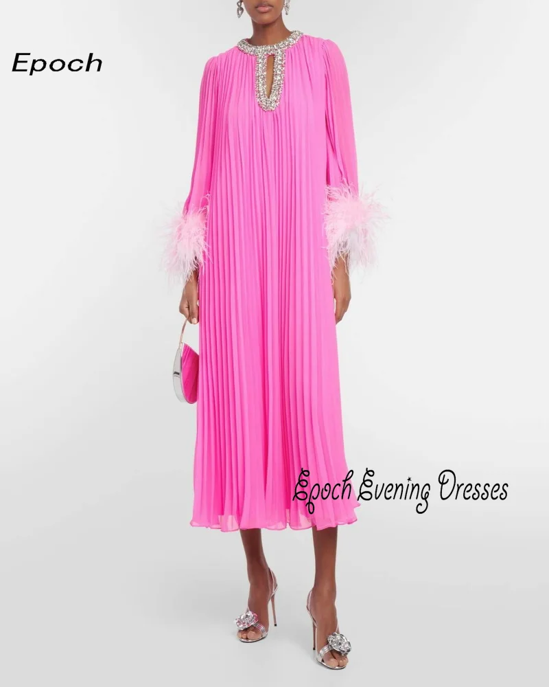 Epoch Sexy Vrouwen Luxe Chiffon Avondjurk 2024 فساتين سهره سعوديه Elegante Kristallen Plooi Op Maat Gemaakte Formele Cocktail Galajurk