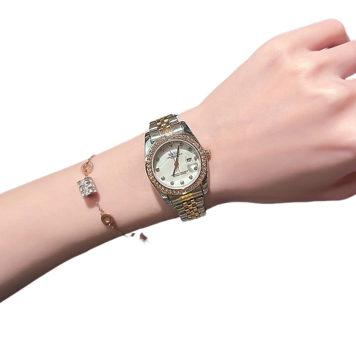 

Pointer butterfly buckle watch women's steel belt workplace watch
