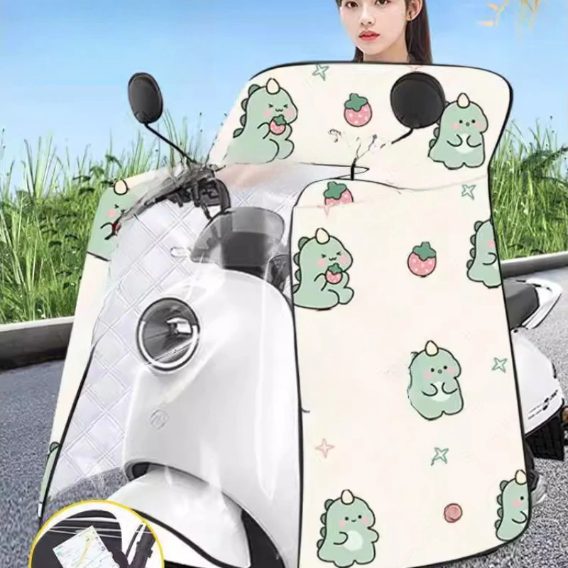 

Caped electric vehicle windshield, summer day sun protection, wind and rain cover, battery motorcycle universal in all seasons