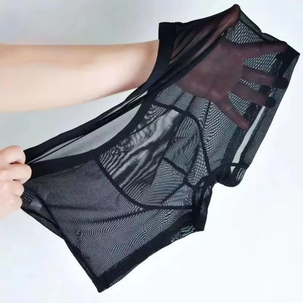 

Мужское нижнее белье-боксеры, летние ультратонкие перспективные шорты из сетчатой пряжи, трусы со средней посадкой, U-выпуклые сексуальные трусики, перспективные трусики