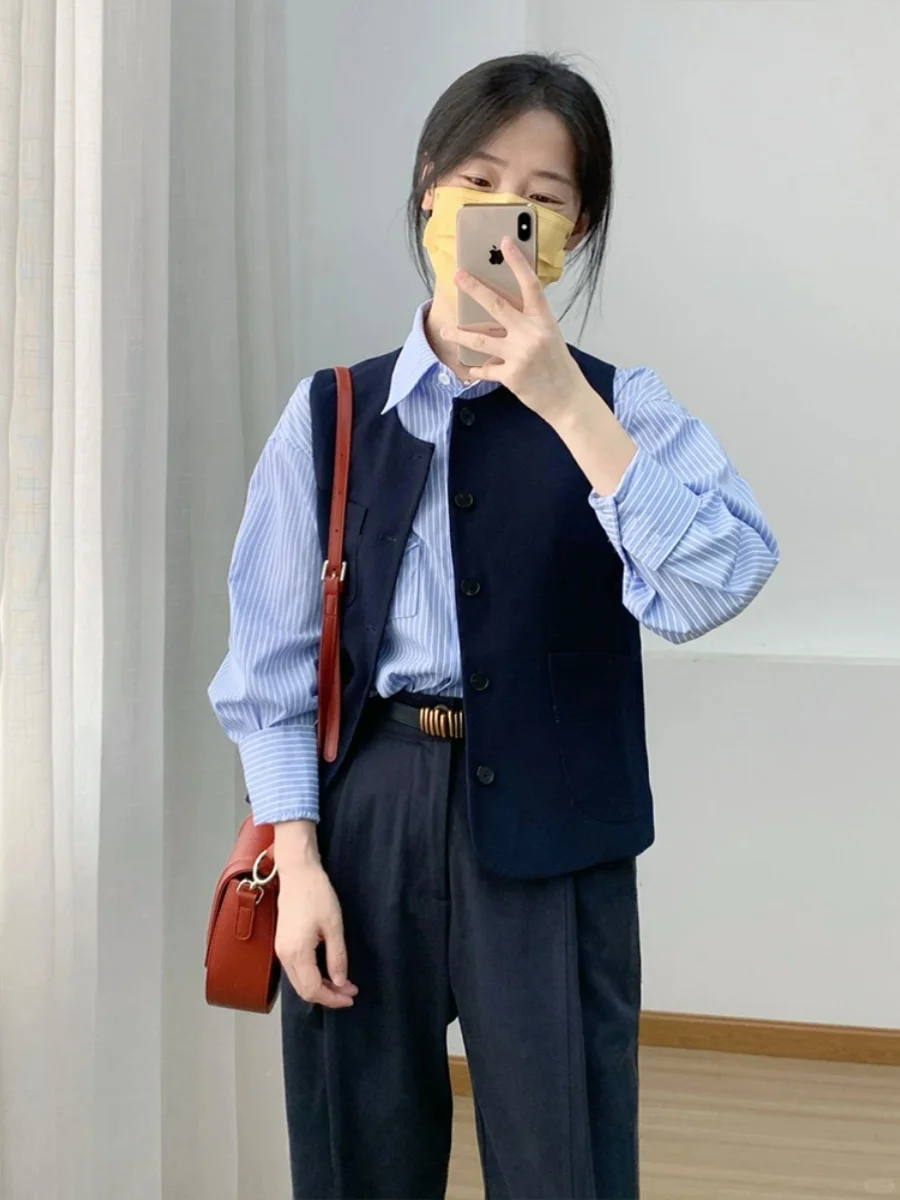 

Корейский круглый жилет Ne ort Sve Верхняя многослойная верхняя одежда Faionable для похудения Весна Осень Каприciousn