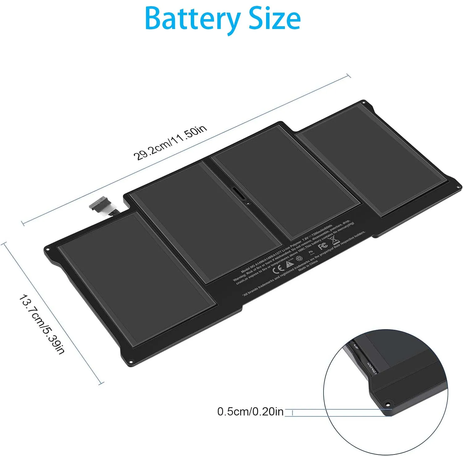 A1405 A1496 A1377  Laptop Battery For Apple MacBook Air 13'' inch A1466 2012/2013/2014/2015/2017 MD760LL/A MD761CH A1369 Battery