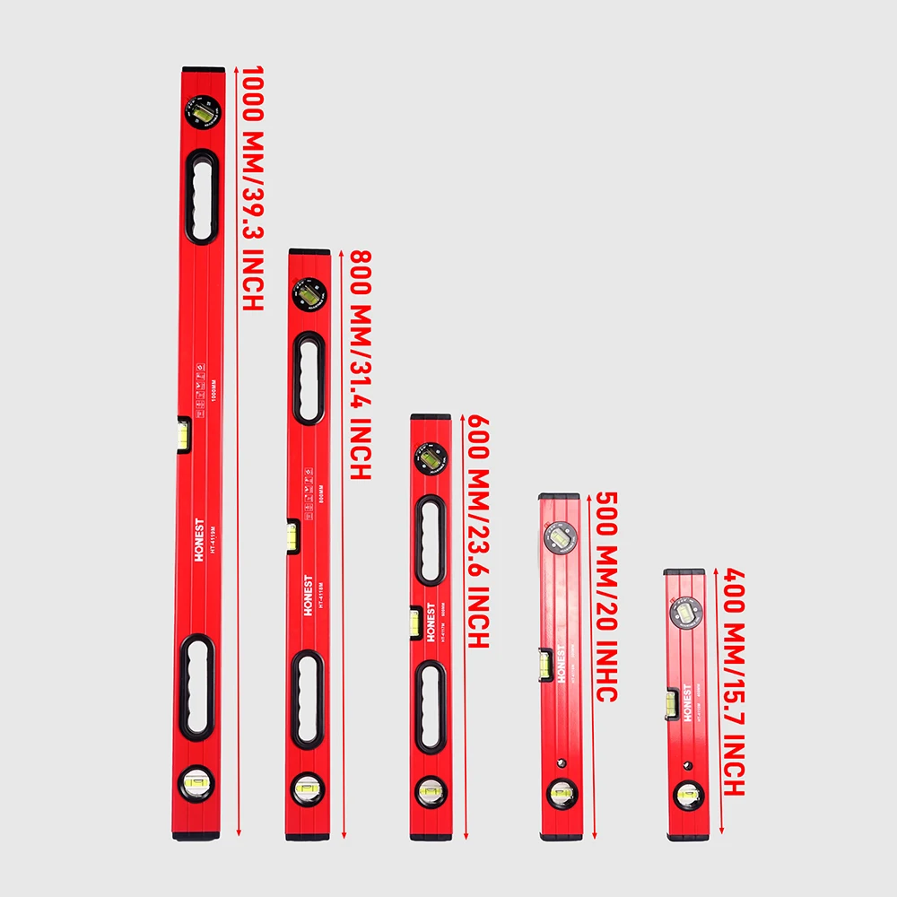 40/50/60/80/100CM Magnetic High-Precision Aluminum Alloy Level with 3 Bubbles, Adjustable of 90°/180° and 30°-60° Spirit Level