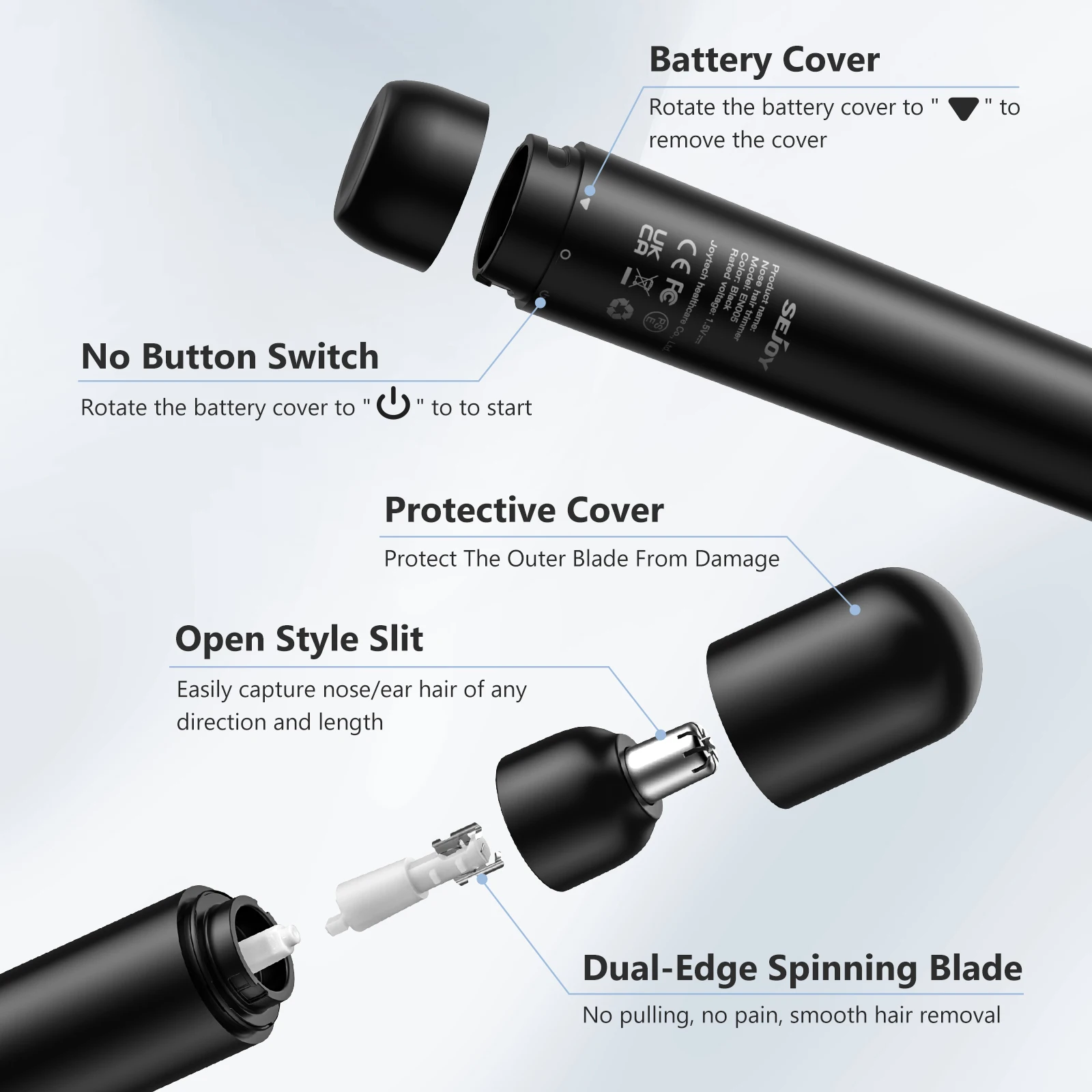 SEJOY Electric Nose Hair Trimmer for Men Rechargeable - USB High Speed Motor Nose Hair Remover for Women