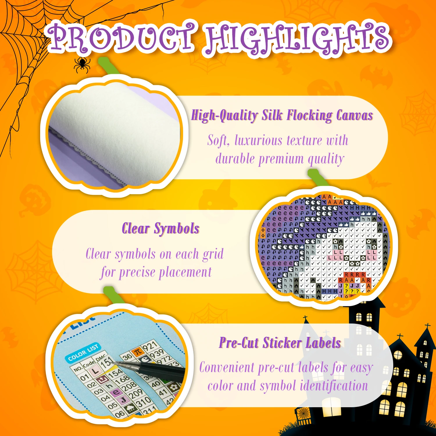 Halloween Diamond Painting Kit - 6PCS Cute 7 - Inch Halloween Theme Diamond Art Set with Sugar Dust Diamonds for Home Decor view 4