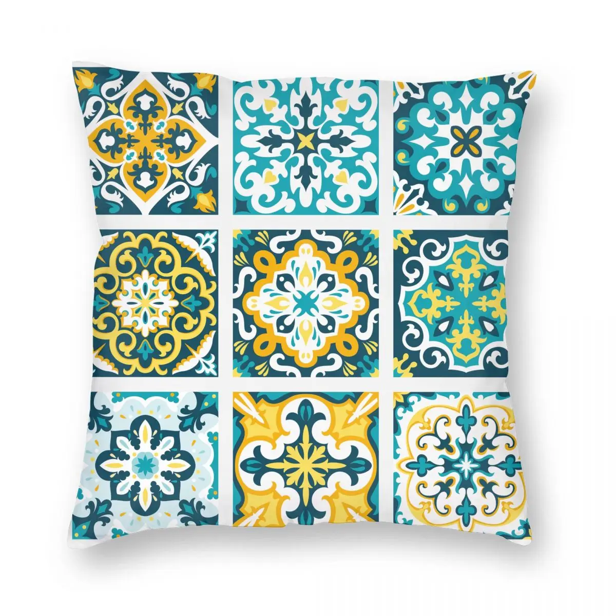 Mexican Tile Pillowcase Printed Polyester Cushion Cover Decoration Talavera Tiles Pillow Case Cover Chair Zippered 40X40cm