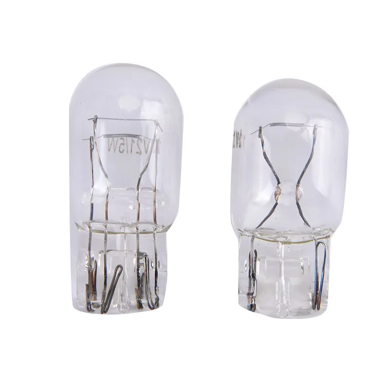 2 uds T20 7443 7440 luz de señal W21/5W 3800K bombilla halógena luces de circulación diurna de vidrio transparente bombilla trasera de freno de parada bombillas DRL