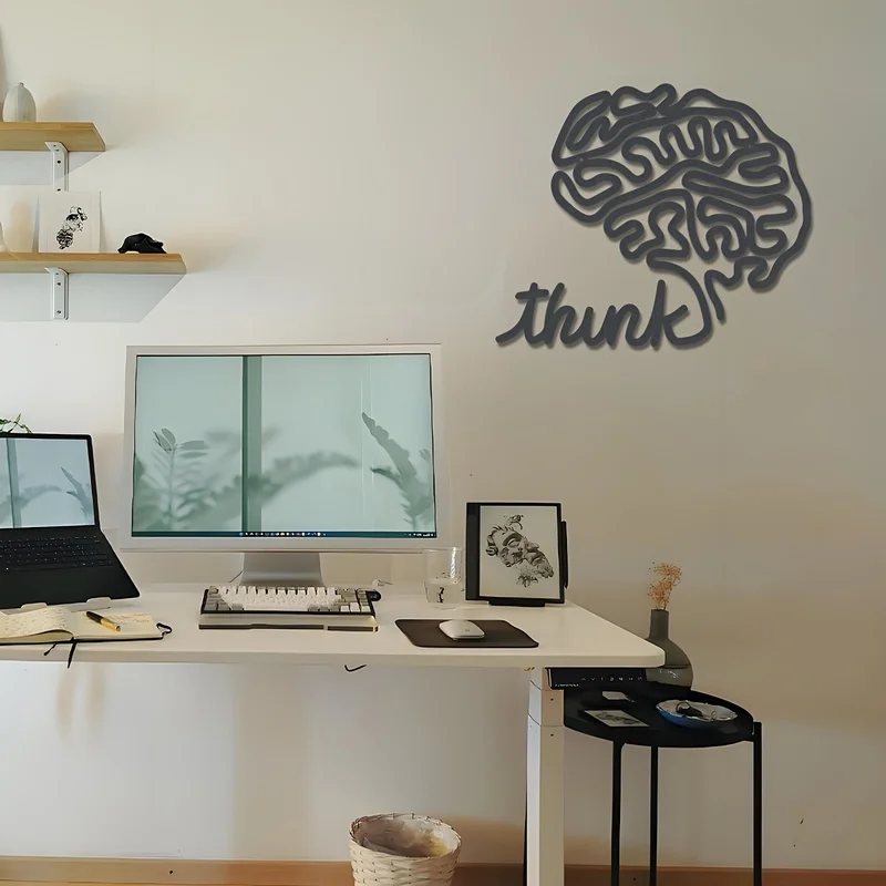 Modern 2D Brain Design Home Office Decorative Signage Wall Art for Living Room Bedroom Terrace Kitchen