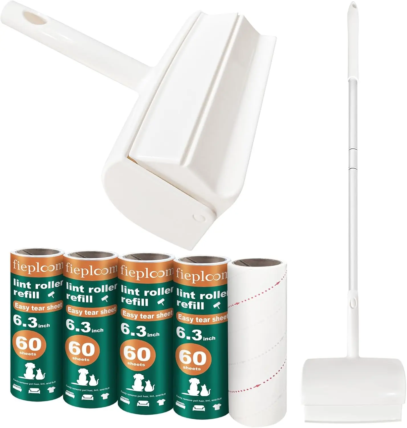 

Extra Sticky 45" Long Handle Lint Roller, 6.3" Wide, 5 Refills 300 Sheets for Pet Hair on Floor Carpet Furniture