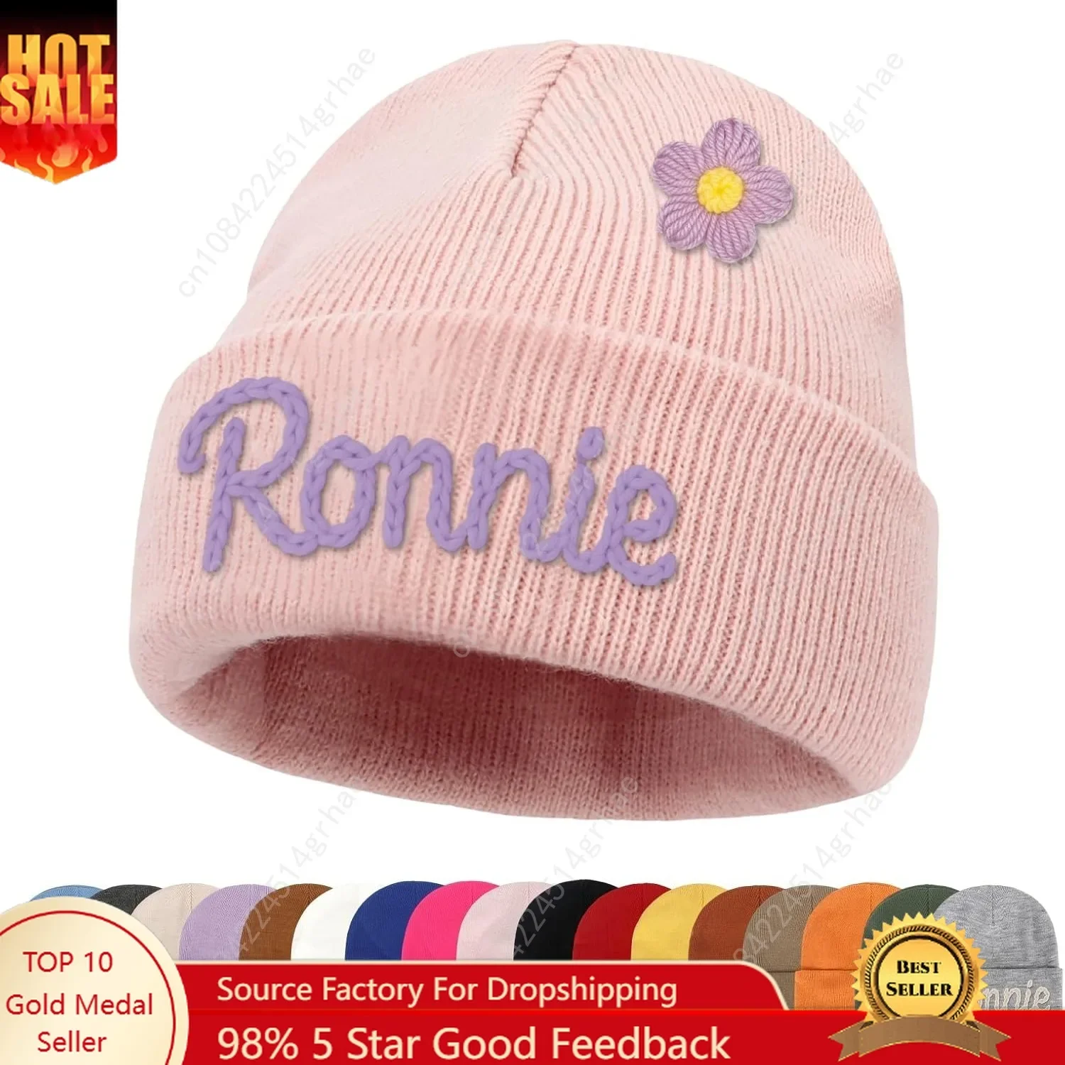 

Custom Name Baby Beanie for Girls Boys Personalized Gift Toddlers Hat for Kids Hand Embroidered Winter Knit Hat