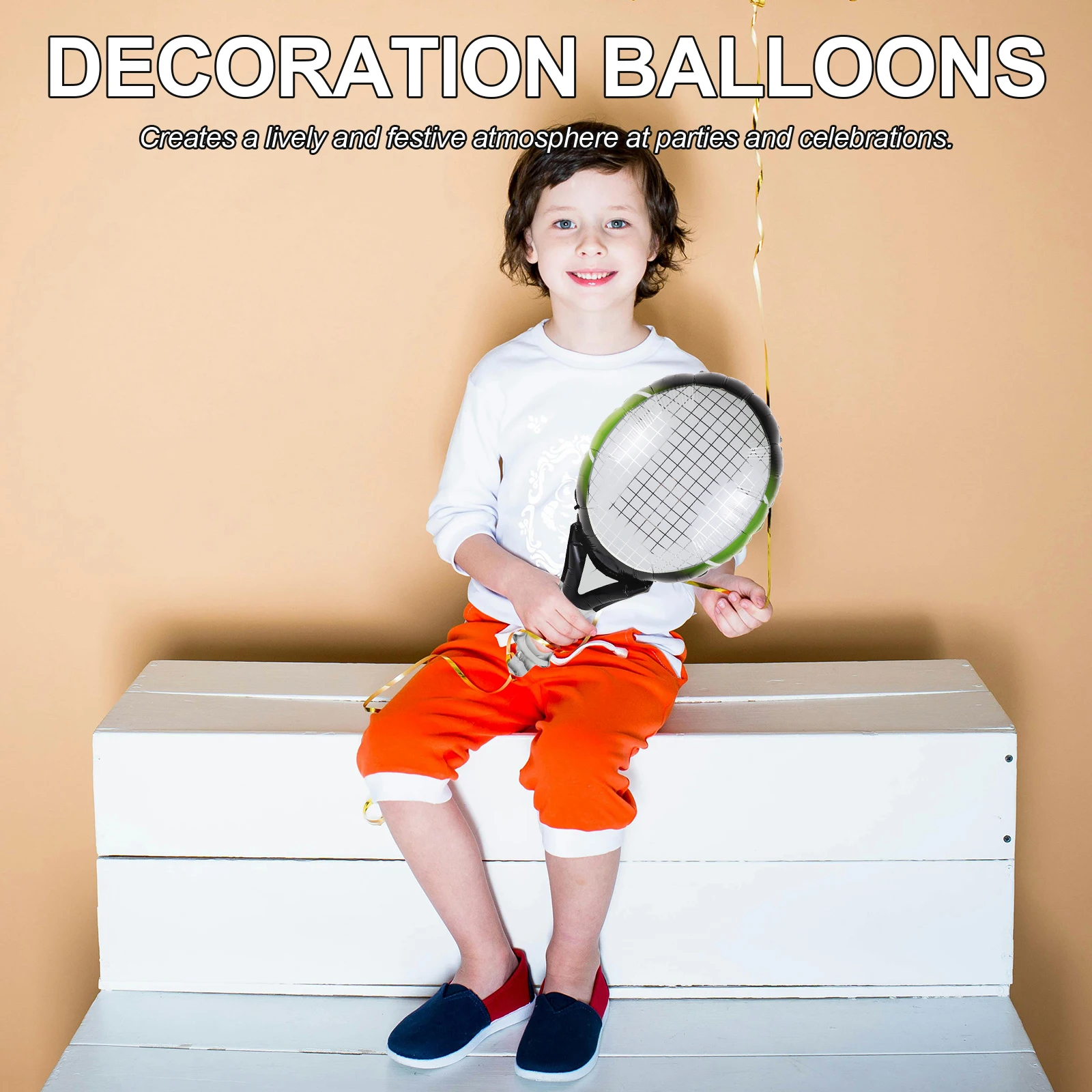 

Balloons Tennis Racket Party Supplies Decorations Birthday Spherical Inflatable Props Green Foil Baby