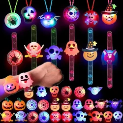 5/10pcs Glowing Halloween Bracelets Rings Children Toys Props Halloween Party Decoration Treat Kids Party Gift Pinata Fillers