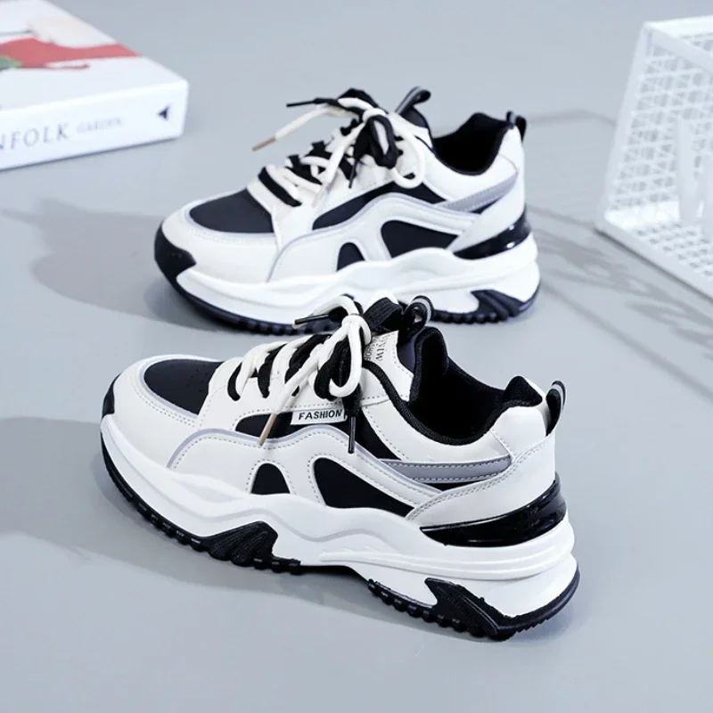 Zapatos vulcanizados con plataforma para Mujer, zapatillas transpirables con cordones, zapatos informales para Mujer, zapatos clásicos gruesos para Mujer, Tenis De Mujer