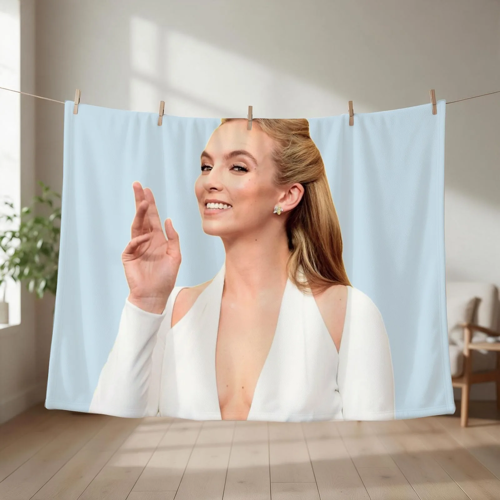 Jodie Comer Throw Blanket couch cozy soft plush fuzzy picnic outdoor blanket