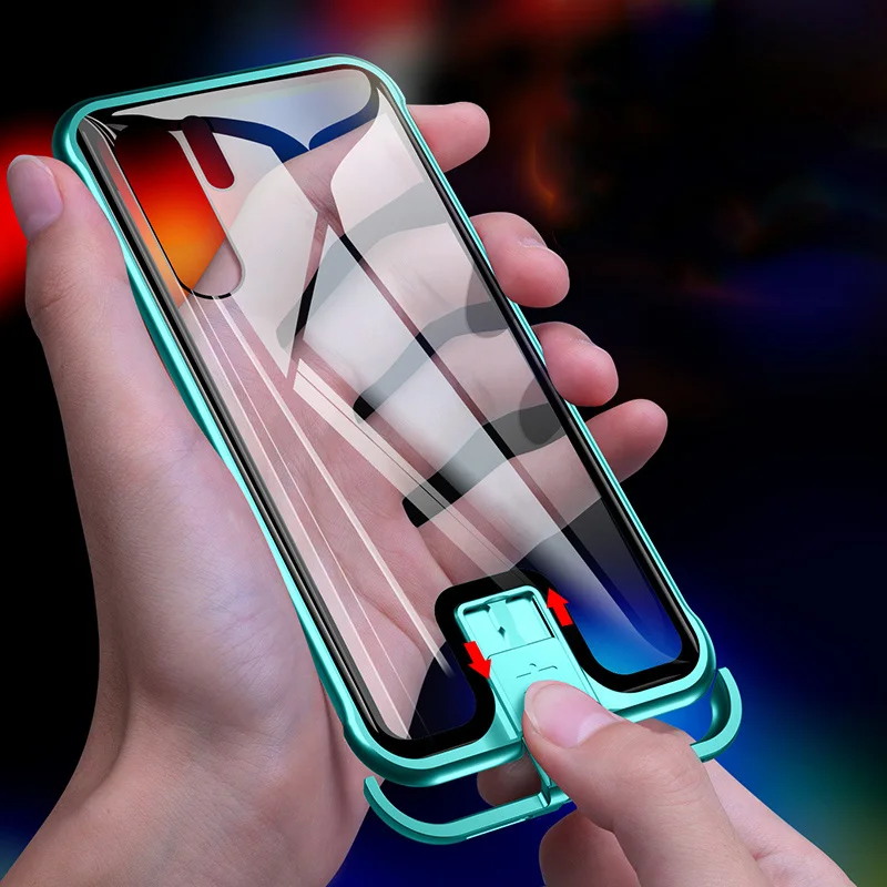 

New Case For Huawei P30 Pro 9H Hardness Clear Tempered Glass Aluminum Metal Slide Case Cover For Huawei P30 Hard Cases