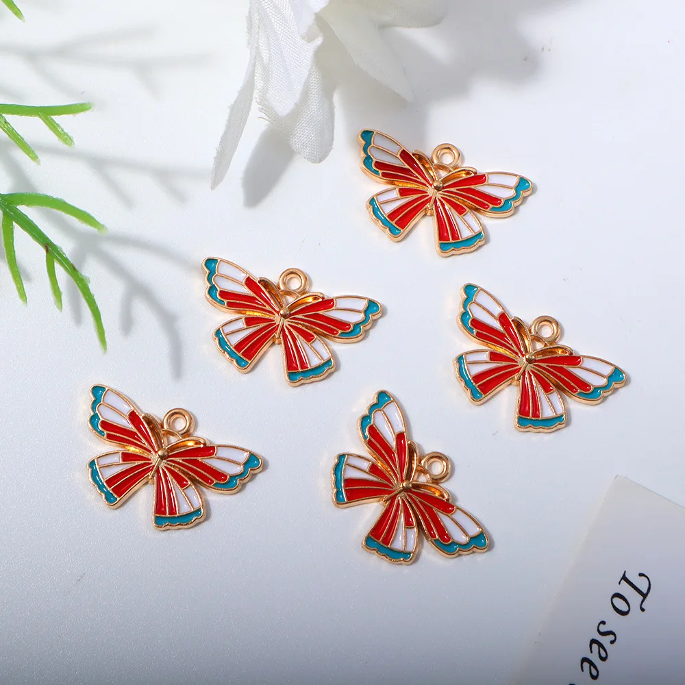 4Pcs Drop Oil Alloy Colorful Butterfly Pendant Accessories DIY Necklace Bracelet Earrings Pendant Jewelry