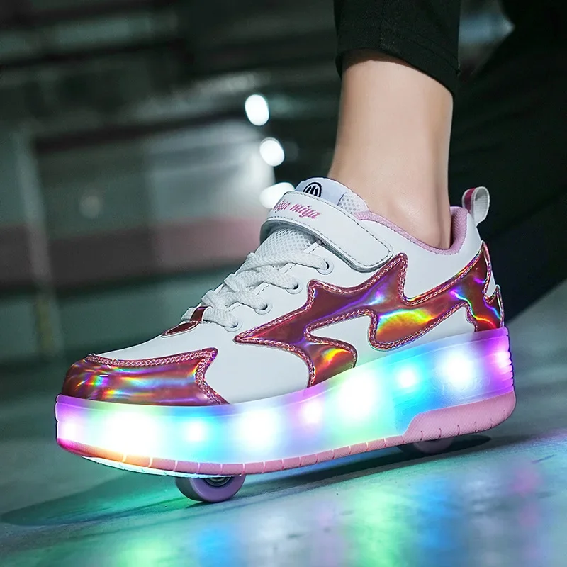 

Yunicus Led Children'S Shoes Led Shoes Removable Hidden Youth Charging With Lights Sports Light-Emitting Roller Skates