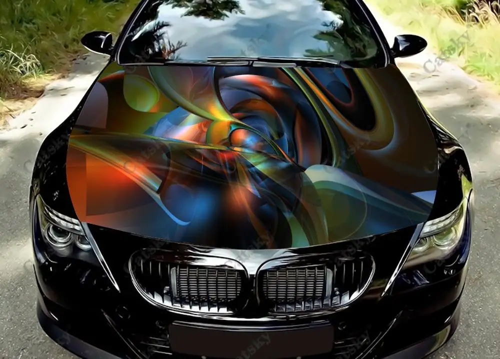 

Художественные абстрактные виниловые наклейки на капот автомобиля, виниловая пленка, наклейки на крышку двигателя, универсальная защитная пленка на капот автомобиля