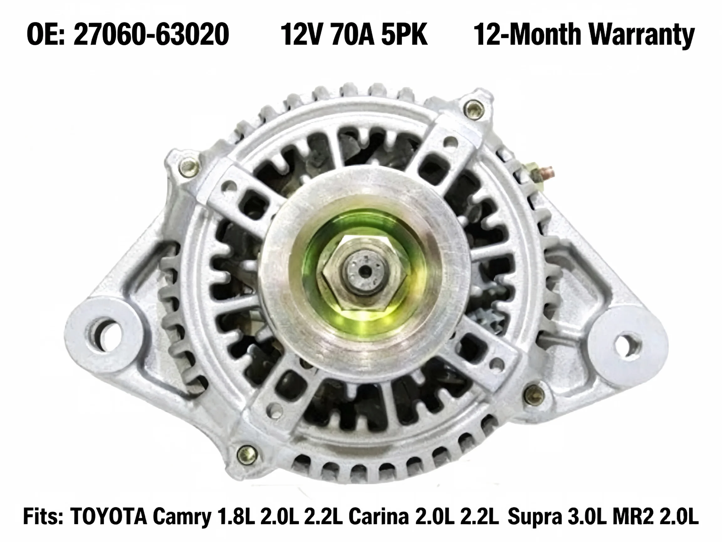 27060-63020 ALN0161 13407N For Toyota Camry Carina Celica Supra MR2 Car Alternator 12V 70A 5PK Fit 1.8L 2.0L 2.2L 3.0L Engine