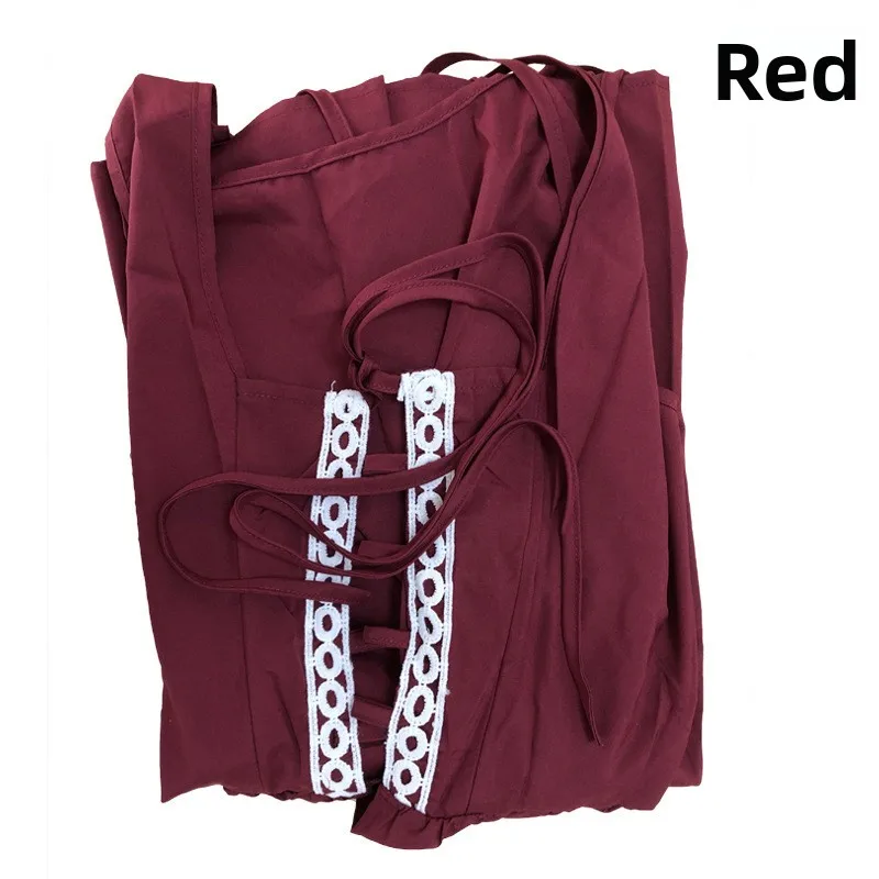 Halloween Vintage Waist-Cinched Bundle Neck Square Collar Dress Medieval Renaissance Costume Women's Ethnic Stage Clothing