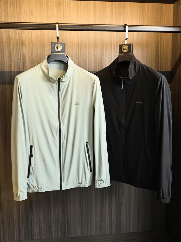 

Ультратонкий мужской летний тюжет, приятный для кожи, с защитой от ультрафиолета, воротник-стойка, прохладный, дышащий, легкий, неисправный, Ci...