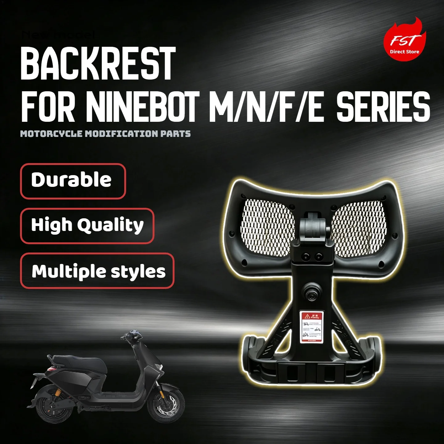 For Ninebot M/N/F/E Series Telescopic Folding Lumbar Backrest Universal Mod Accessory Fits Round Tube Armrest