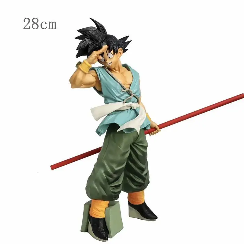 Figurka Anime Dragon Ball Son Goku Akcja Bandai Złota Obręcz Pręt Dekoracja Model na 10 Rocznik Ornament Kolekcja Lalek 28cm