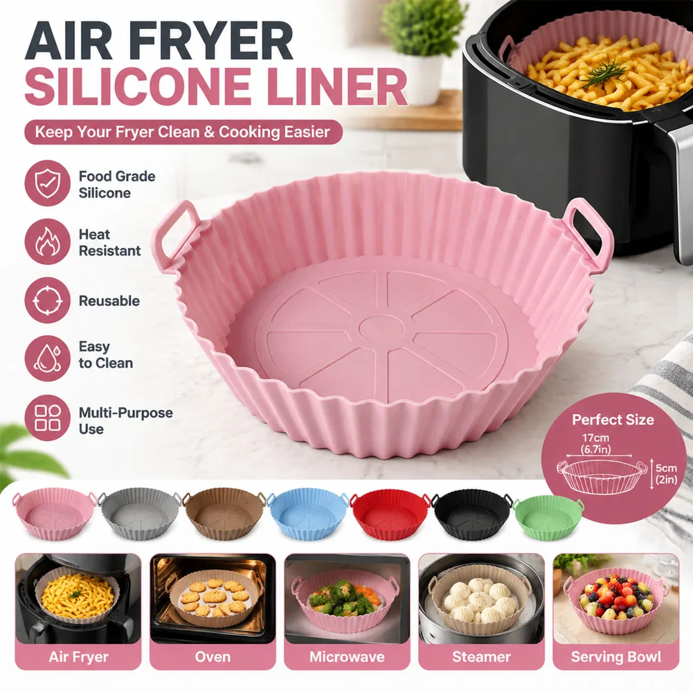 Reusable Air Fryer Silicone Liners Air Fryer Silicone Pot Silicone Air Fryer Liners Food Safe Non Stick Air Fryer Basket Access