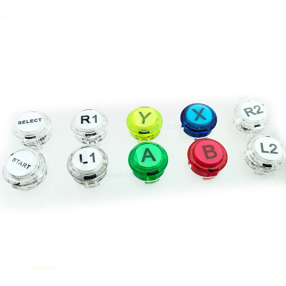 10PCS Clear Push Button A B X Y L1 L2 R1 R2 Select Start 30mm For Game Controller Neo Geo Arcade Console Joystick Diy Machine