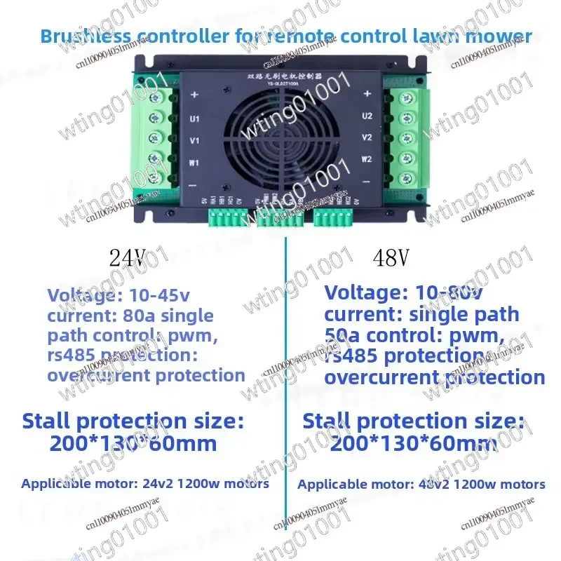 Brushless Dual Channel Motor Controller for Wheel Hub Remote Control Crawler Lawn Mower Motor