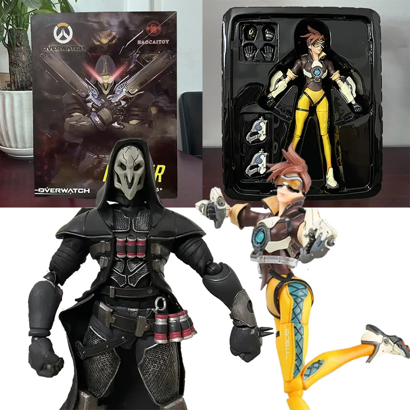 Play Arts Hot Toys Overwatch Grim Reaper Tracer Figma 352 Reaper Tracer Genji Gabriel Reyes Action Figure Collection Toy Gifts
